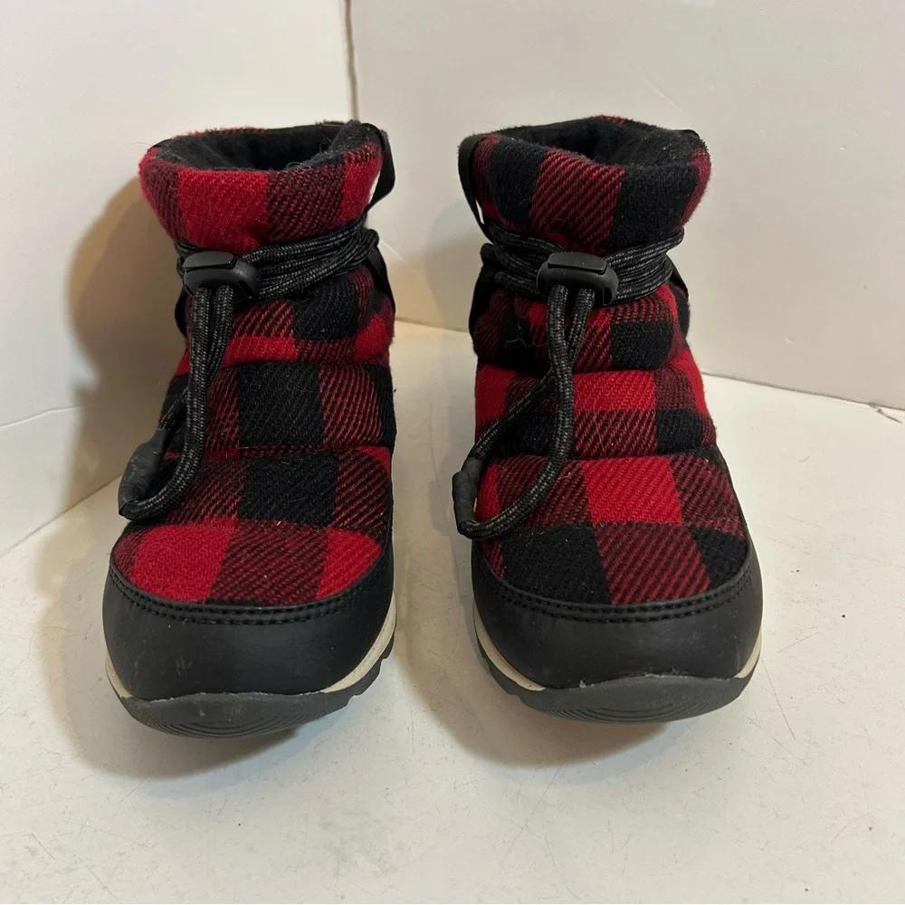 Sorel‎ women’s red & black plaid slip on winter booties waterproof boots size 7 - Picture 2 of 11